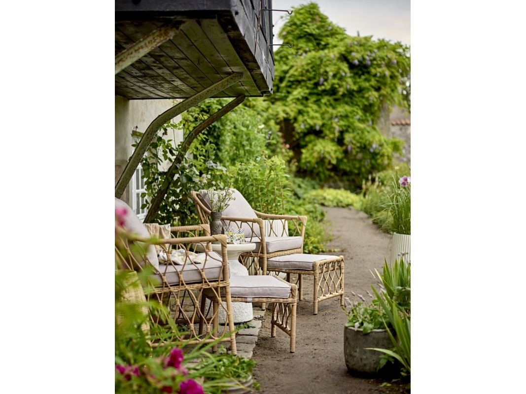 Bloomingville - Belluce Loungestol med taburet, Natur, Polyrattan, L66xH82xW72 cm, Set of 2