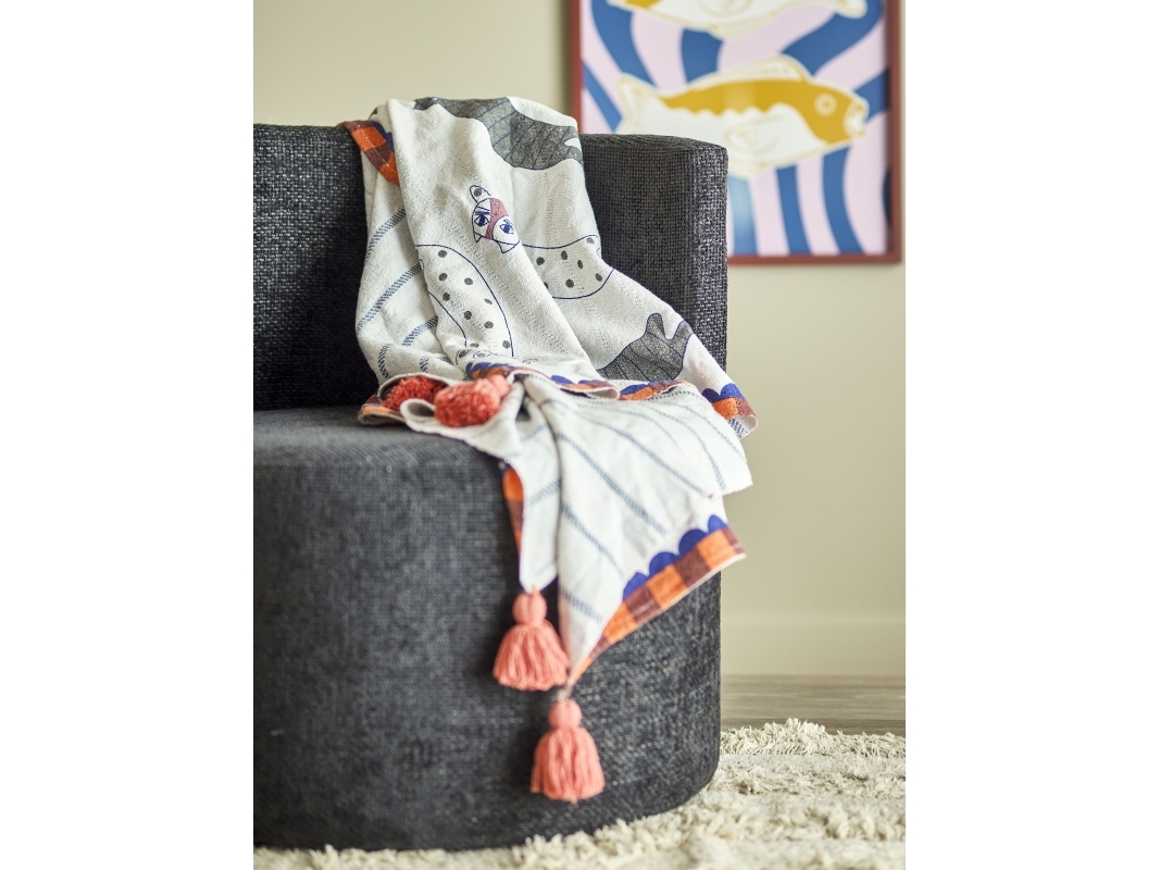 Bloomingville - Missy Plaid, Multifarvet, Genanvendt Bomuld, L155xW130 cm