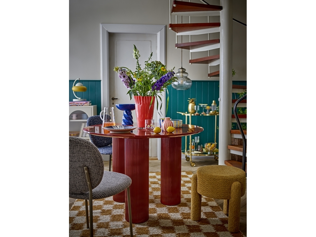 BLOOMINGVILLE Bruno taburet, rund - gul polyester (D42xH43)