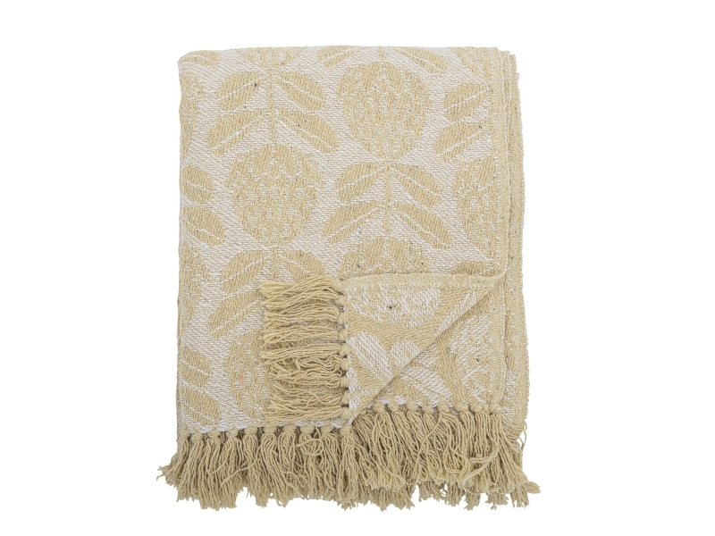Bloomingville Pratello Plaid, Gul, Genanvendt Bomuld