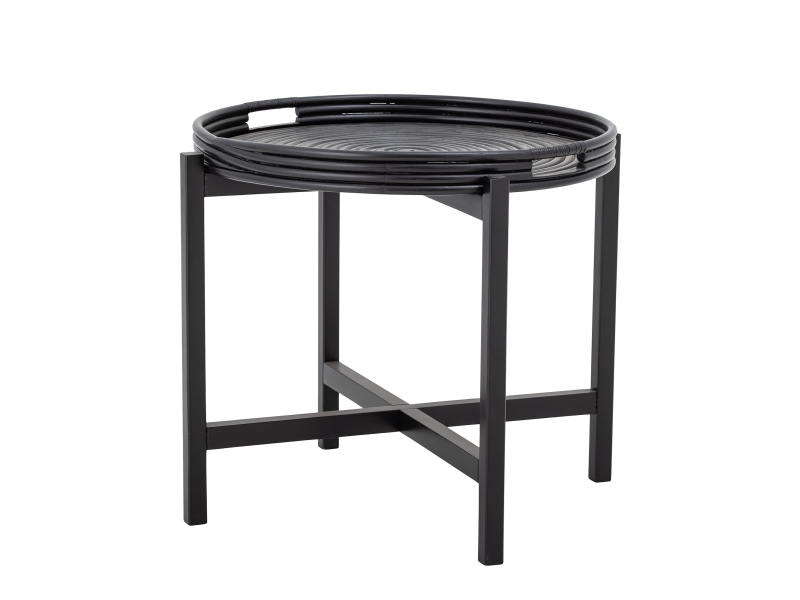 Bloomingville - Milli Bakkebord, Sort, Rattan, D60xH47 cm