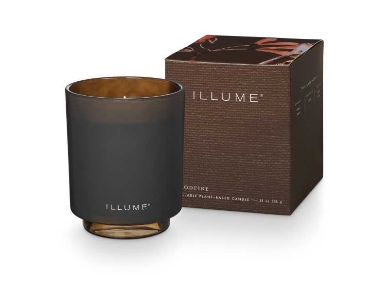 Illume Woodfire Box Glass Candle, Braun,