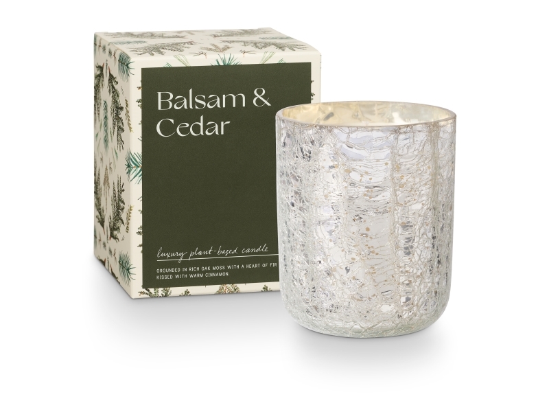 Illume Balsam & Cedar Crackle Glas Kerze, Grün,