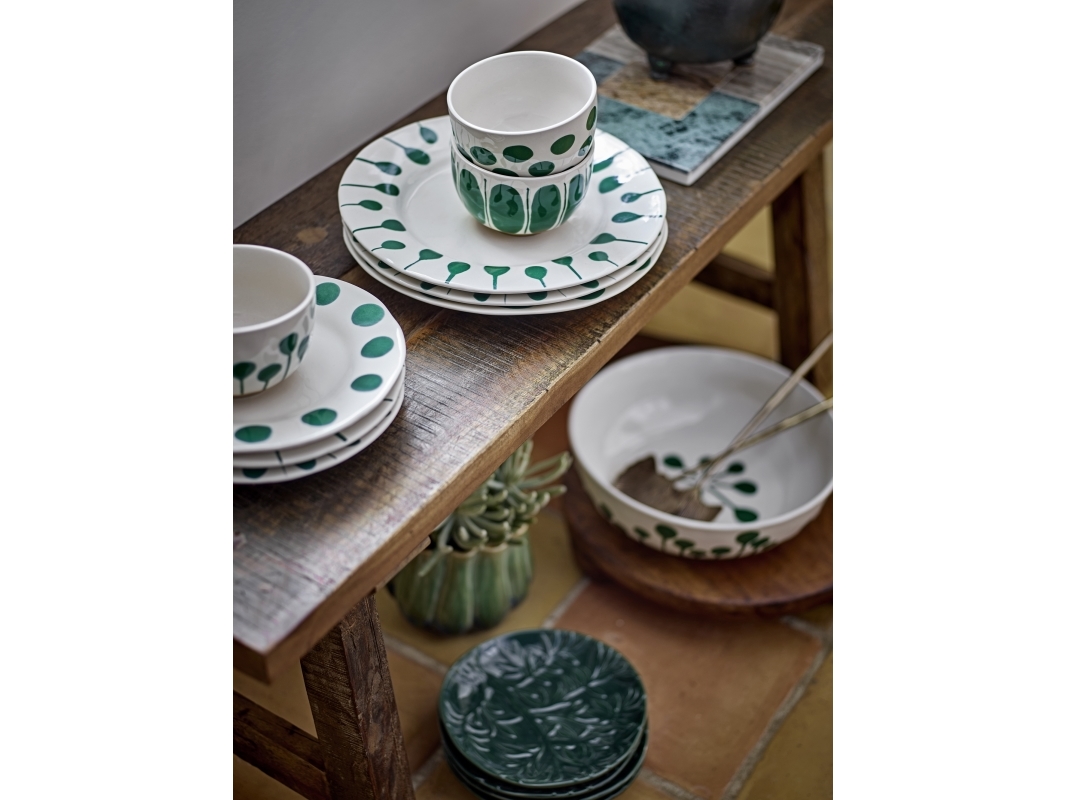 Bloomingville - Linora Tallerken, Grøn, Stentøj, D28xH3 cm, Set of 3