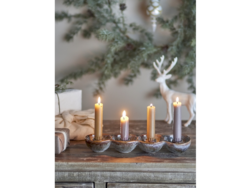 BLOOMINGVILLE Kalia Adventin kynttilänjalka, ruskea, kivitavaraa