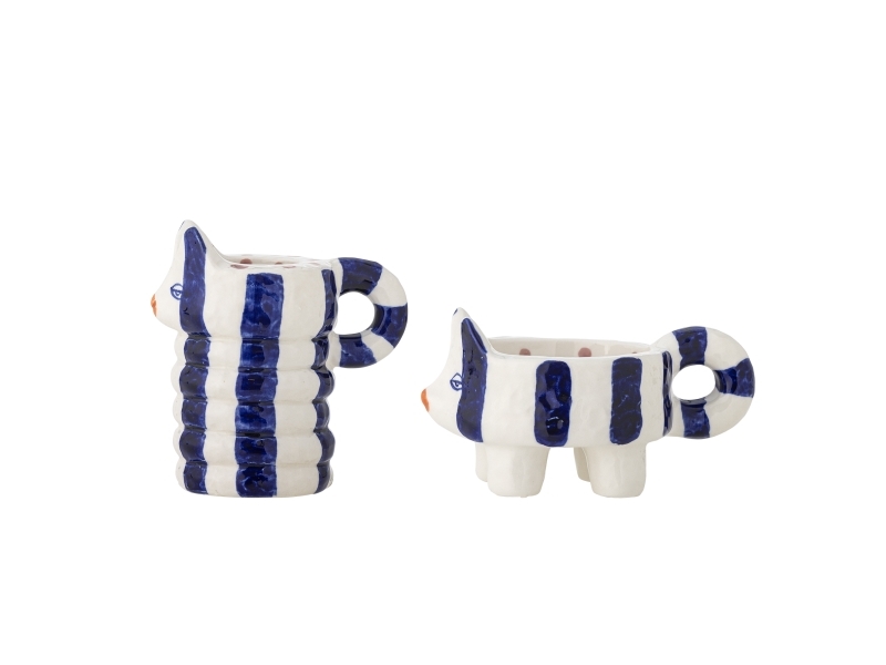 Bloomingville Caty Kerzenhalter, Blau, Steingut