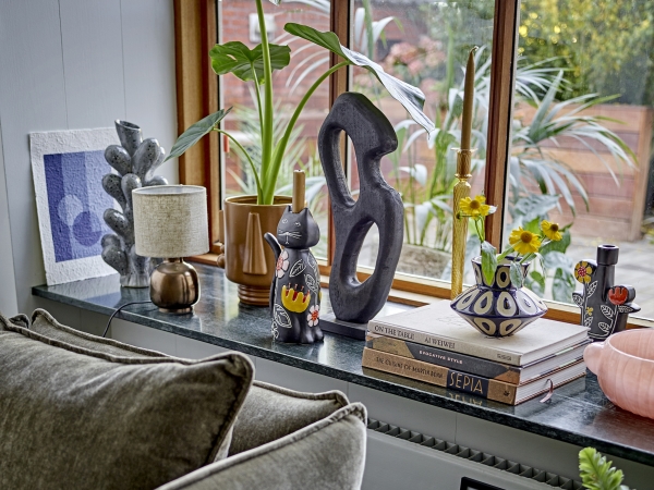 Bloomingville Vivielle Kerzenhalter, Schwarz, Steingut