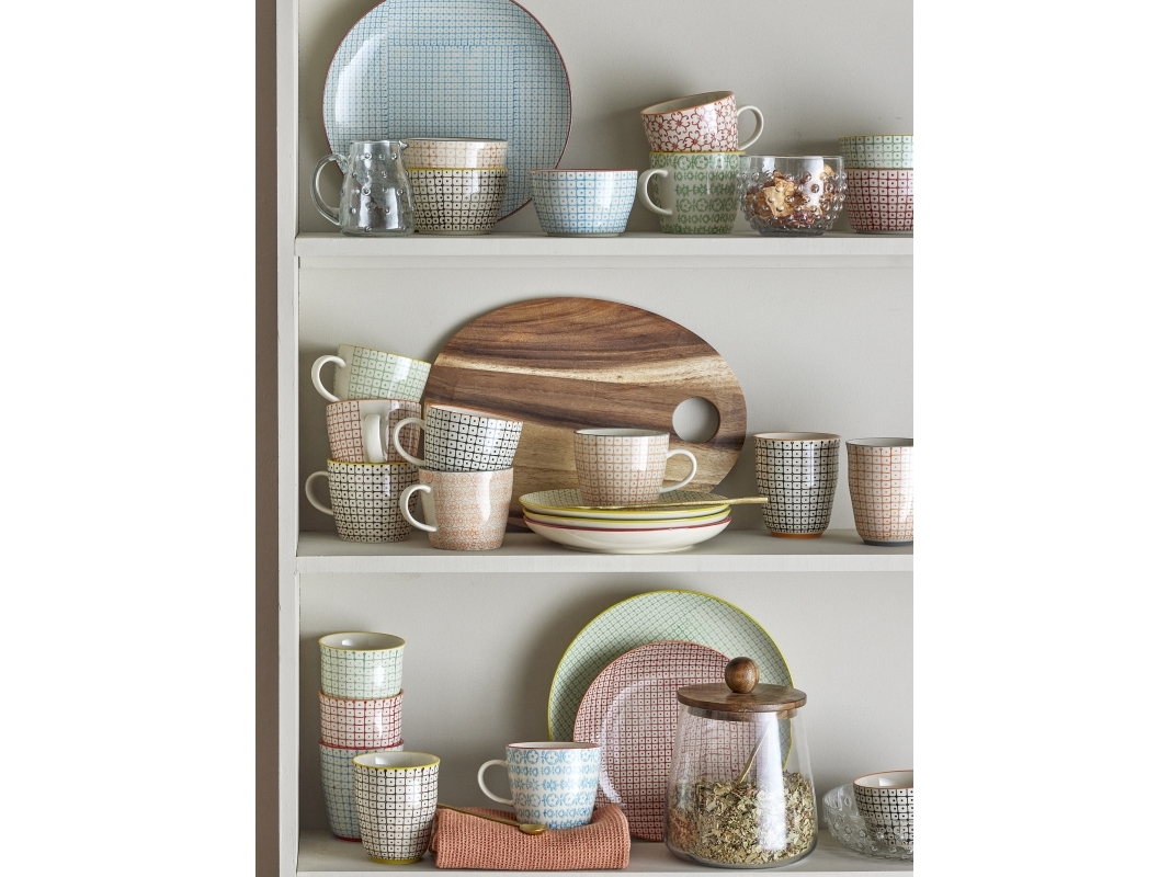 Bloomingville Carla Tassen-Set aus Steingut, 4er-Set, mehrfarbig