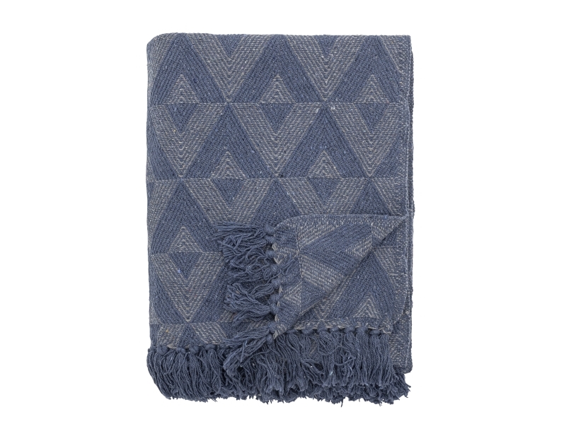 Bloomingville Udine Plaid, Blå, Genanvendt Bomuld