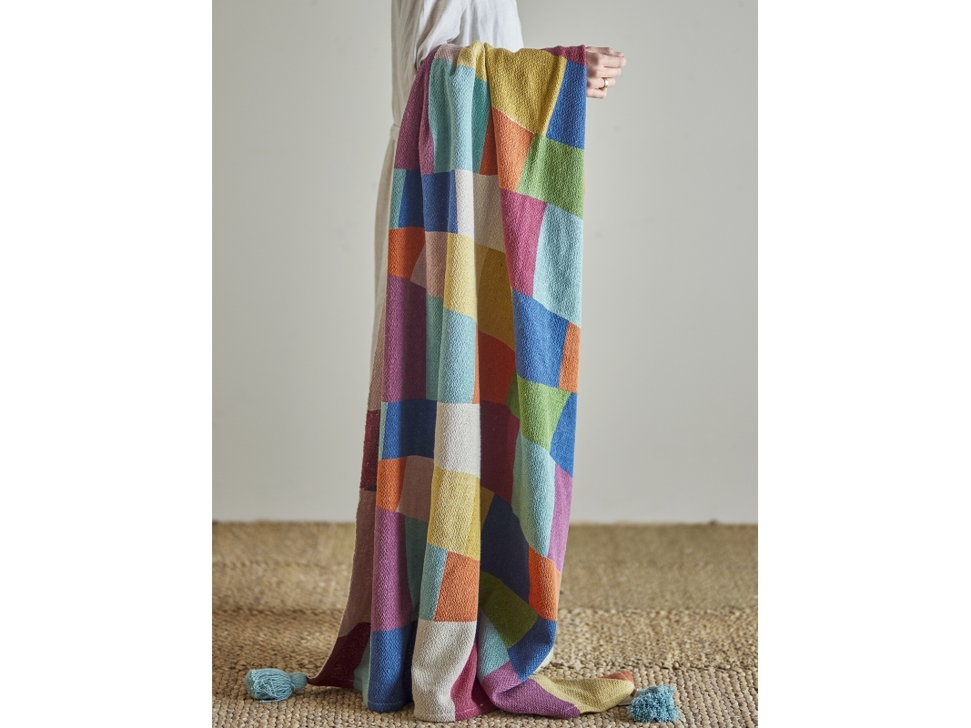 Bloomingville - Colorine Plaid, Multifarvet, Genanvendt Bomuld, L160xW130 cm