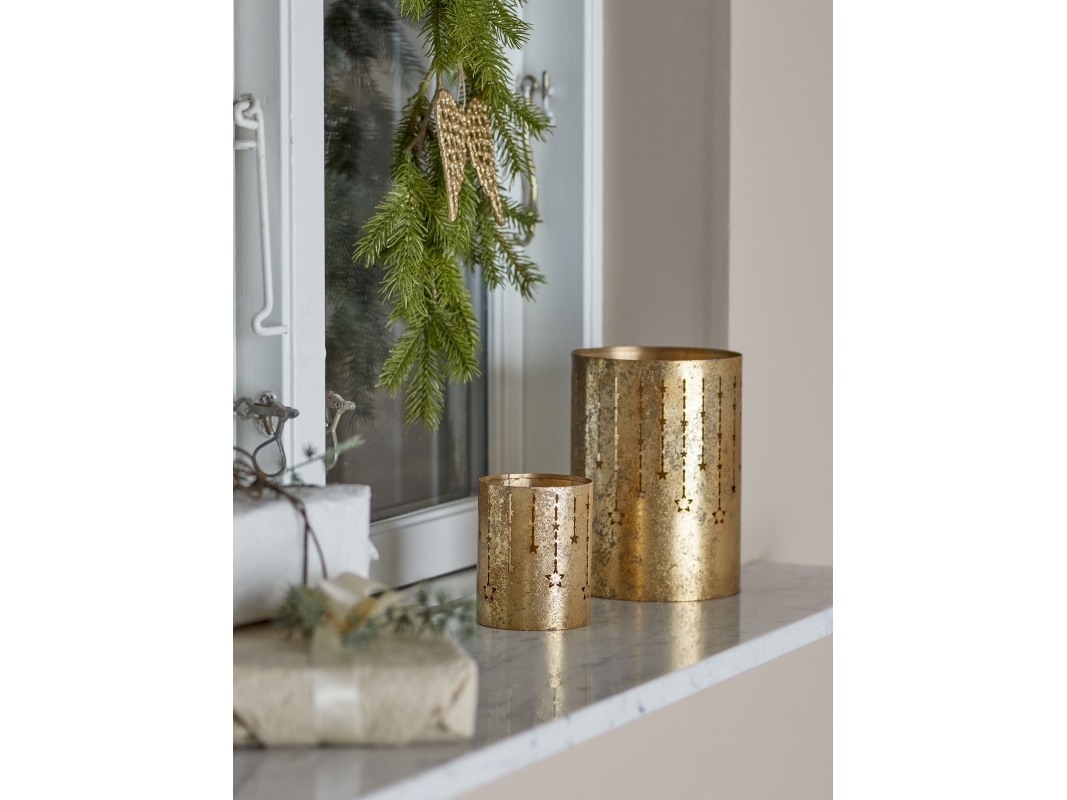 Bloomingville - Mista Fyrfadsstage, Guld, Metal, D7,5xH10/D12,5xH17,5 cm, Set of 2
