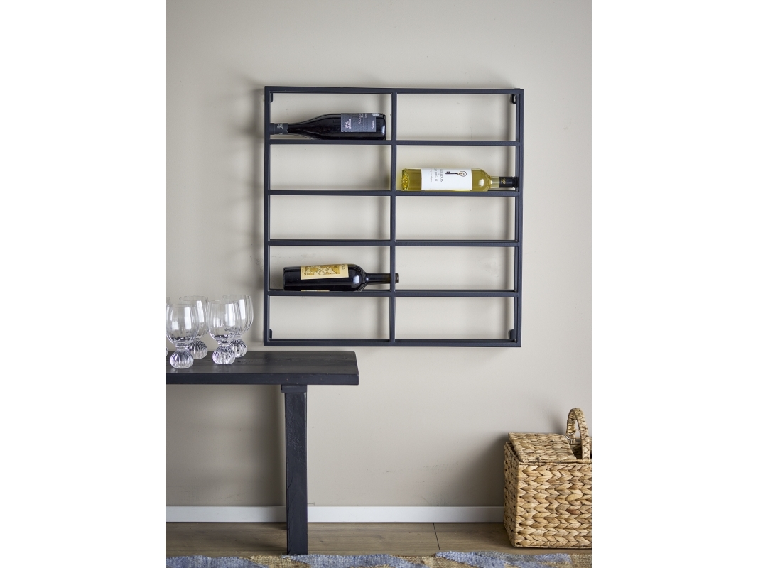 Bloomingville - Magne Vinreol, Sort, Metal, L67xH67xW10 cm