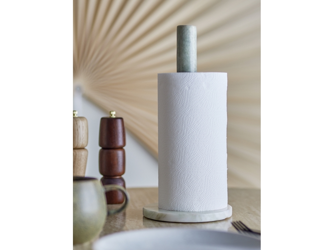 Bloomingville - Emy Køkkenrulleholder, Grøn, Marmor, D15xH31,5 cm