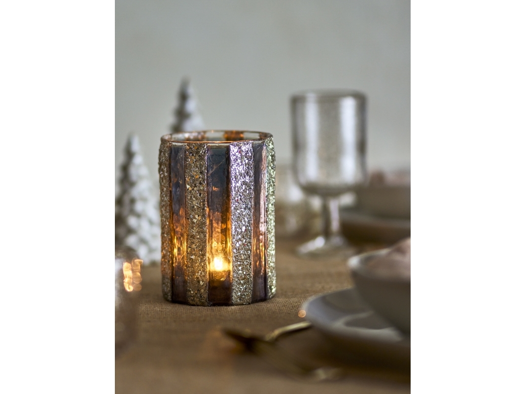 Bloomingville - Cicilia Fyrfadsstage, Guld, Glas, D10xH15 cm
