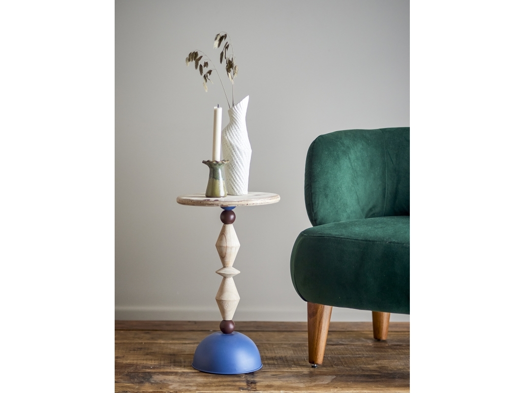 Creative Collection - Mannelli Sidebord - Blå - Fyrretræ - Rundt