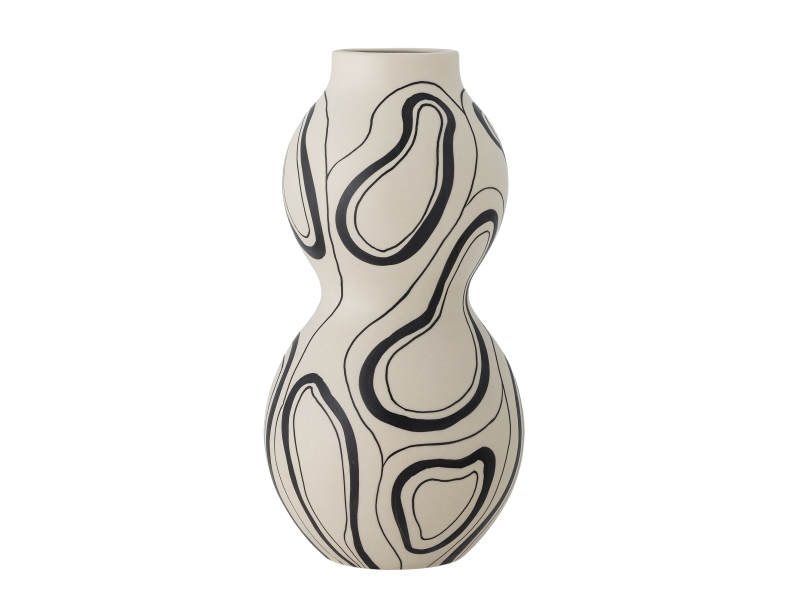 Bloomingville Nicola Vase, Schwarz, Steingut