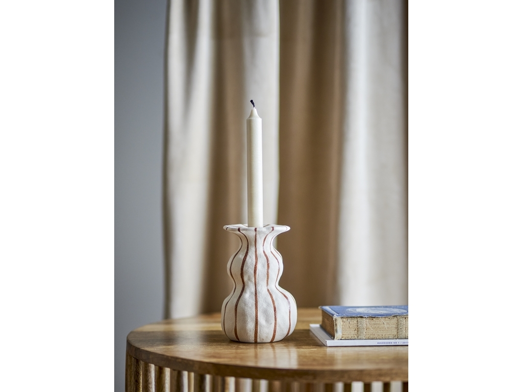 Bloomingville - Byron Lysestage, Brun, Stentøj, D10,5xH16 cm