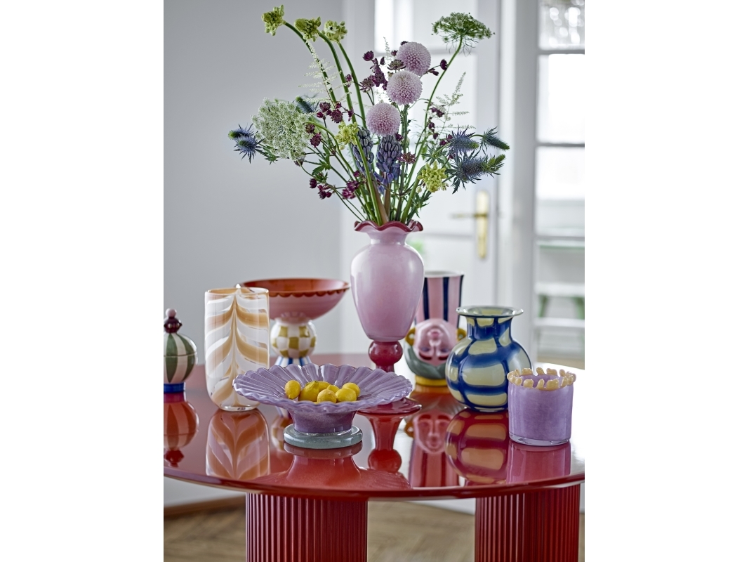 Bloomingville - Edger Fyrfadsstage, Lilla, Glas, D8,5xH11 cm