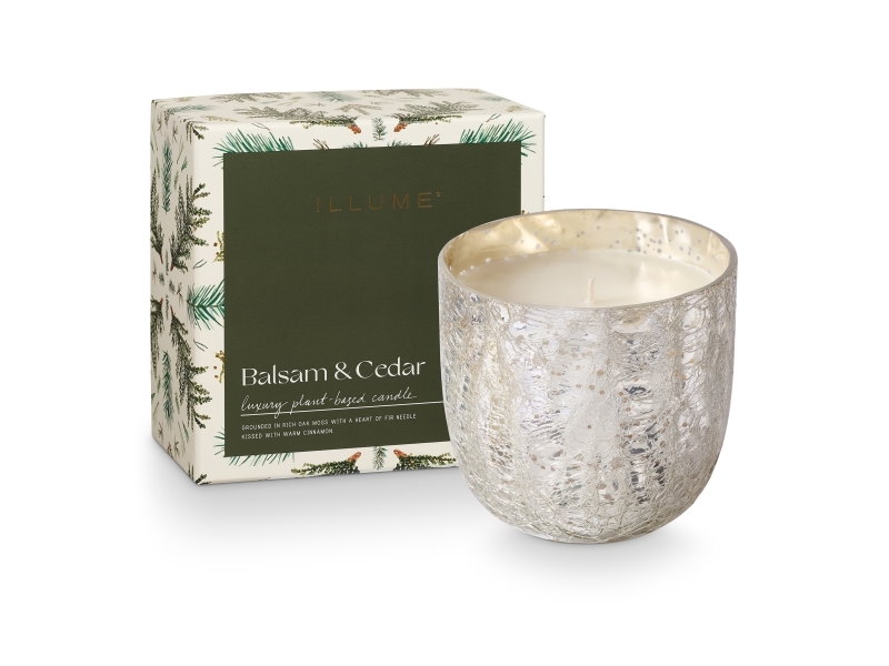 Illume Balsam & Cedar Crackle Glas Kerze, Grün,