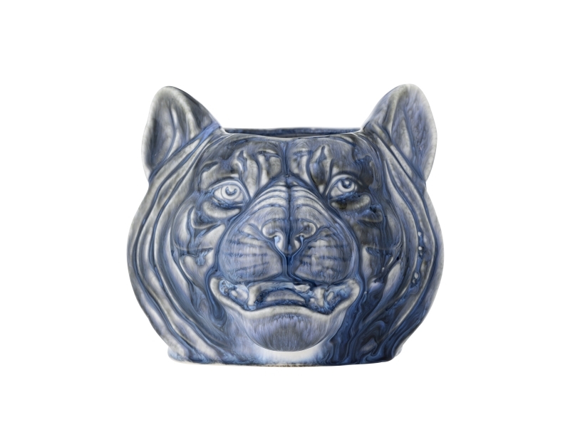Creative Collection Abner Blumentopf, Blau, Steingut