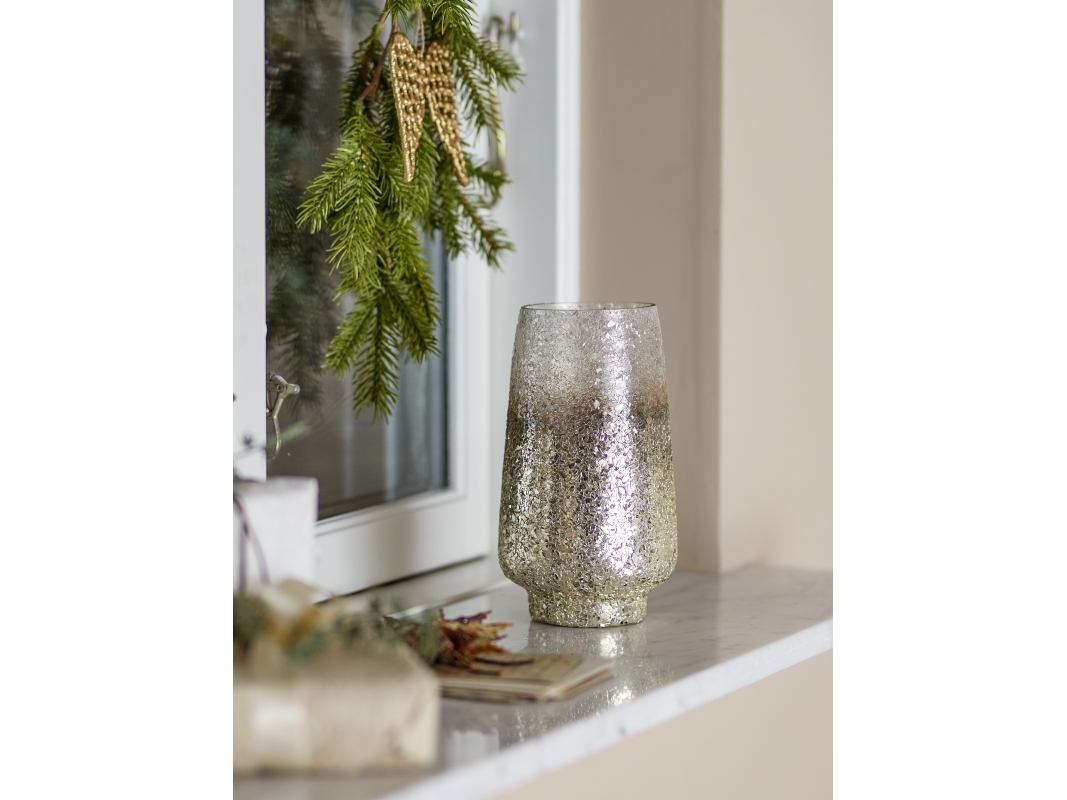 Bloomingville - Lucina Fyrfadsstage, Sølv, Glas, D11xH20 cm