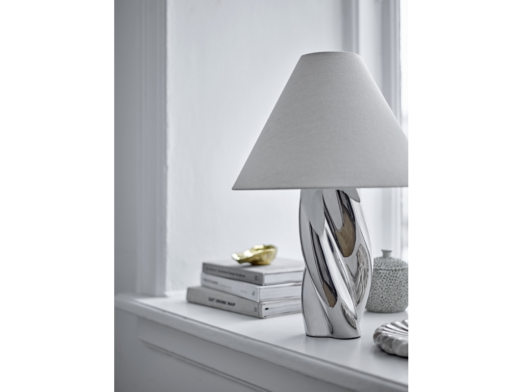 Silva bordlampe, stentøj, hør, sølv Bloomingville - Stue - Moderne - Keramik - Med én lyskilde
