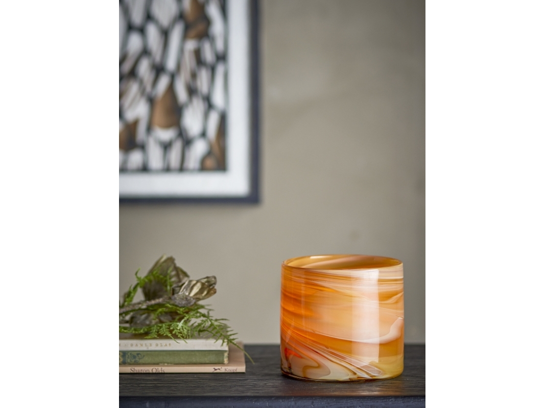 BLOOMINGVILLE Sylas ljushållare för värmeljus, orange, glas | Bordssättning - Bar & vin - Ljusstakar och Lampor | GameStuff