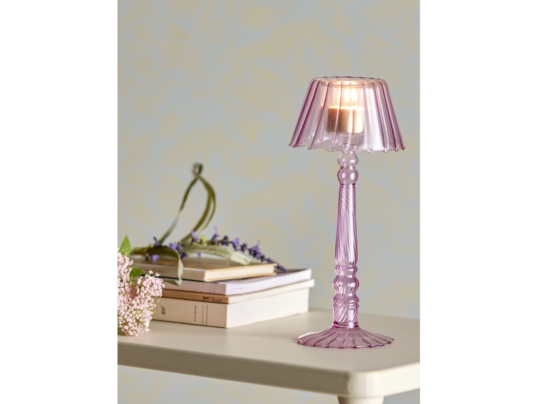 Bloomingville - Cisco Fyrfadsstage, Rosa, Glas, D10,5xH23,5 cm