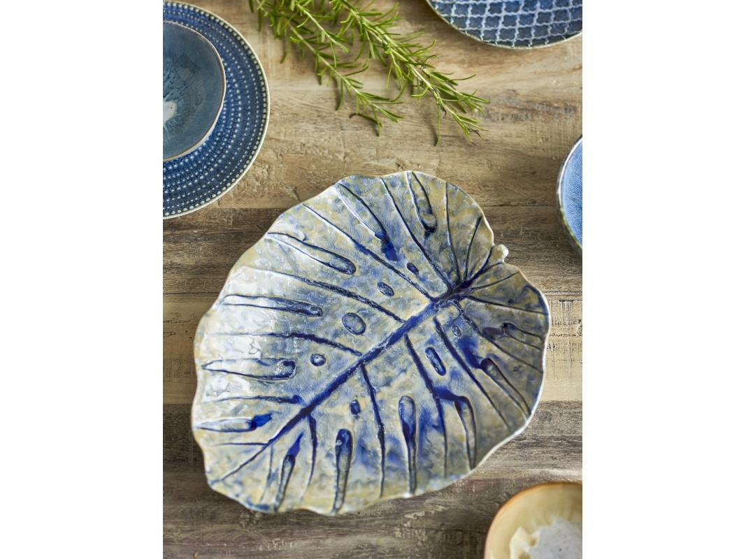 CREATIVE COLLECTION Rowan serveringsfat blå stengods