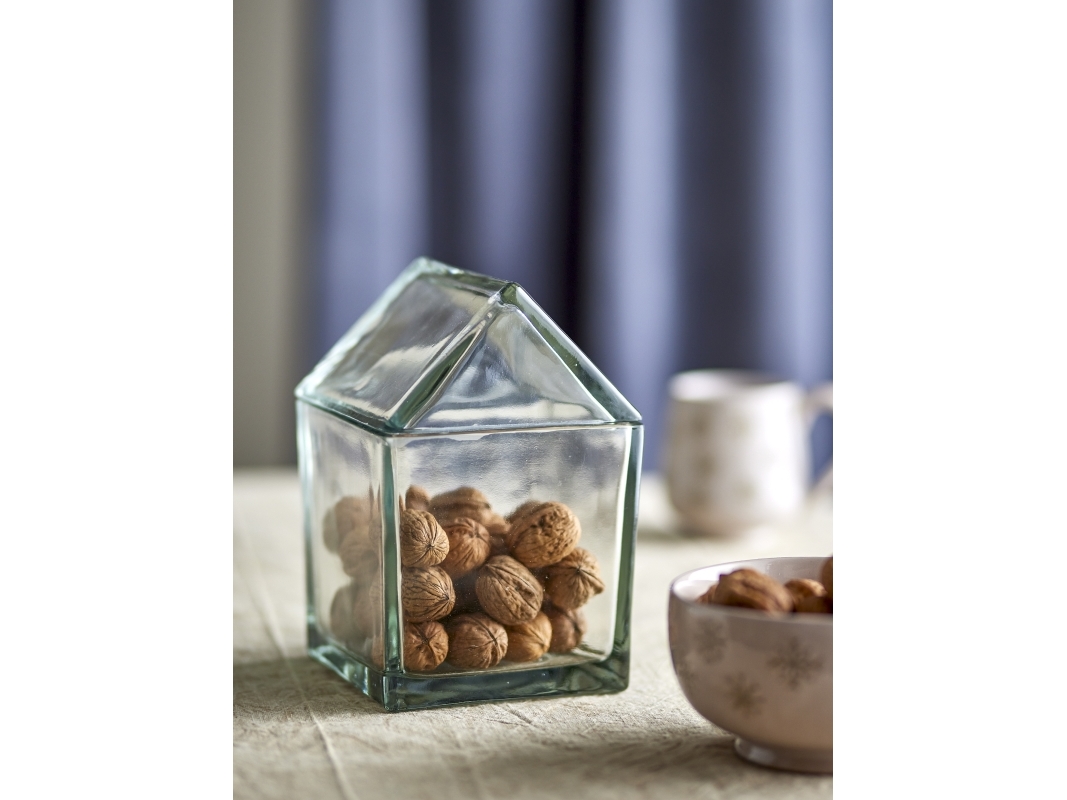 Bloomingville - Elius Krukke m/låg, Klar, Genanvendt Glas, L12xH19xW12 cm
