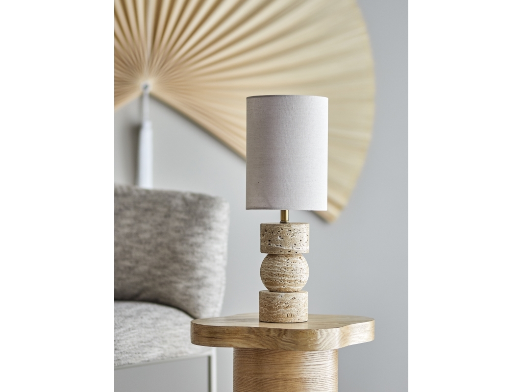 Marci bordlampe, naturfarvet, 53 cm, travertin – Bloomingville - Stue - Rustik - Sten - Med én lyskilde
