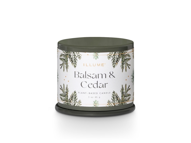Illume Balsam & Cedar Demi Vanity Tin Duftlys, Grøn,