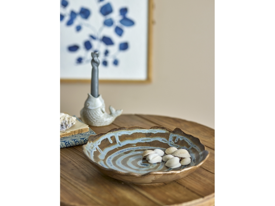 Creative Collection - Marjorie Fad - Blå - Stentøj - 29 Cm