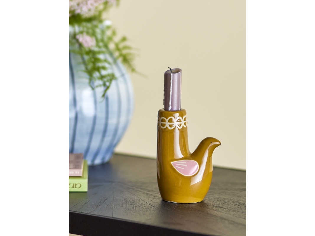 BLOOMINGVILLE Trudy kynttilänjalka, ruskea, kivitavaraa