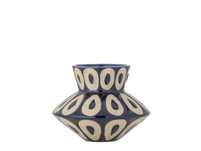 Bloomingville Bashir Vase, Blau, Steingut
