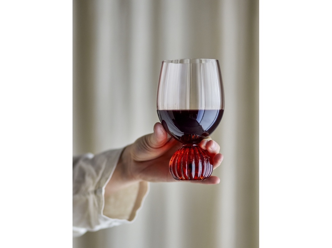 Bloomingville - Taurin Vinglas Med Riller - Rosa - Mundblæst - 45 Cl