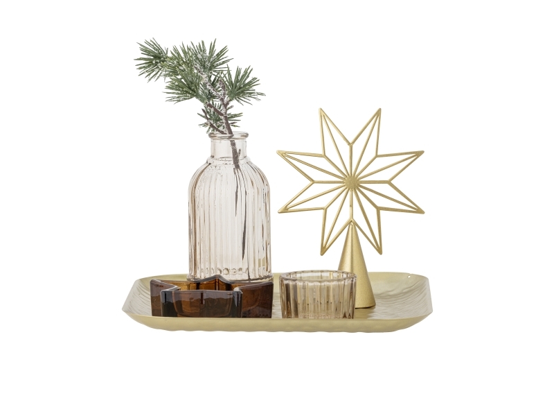 Bloomingville Sanga Bakke M/Fyrfadsstage, Guld, Glas