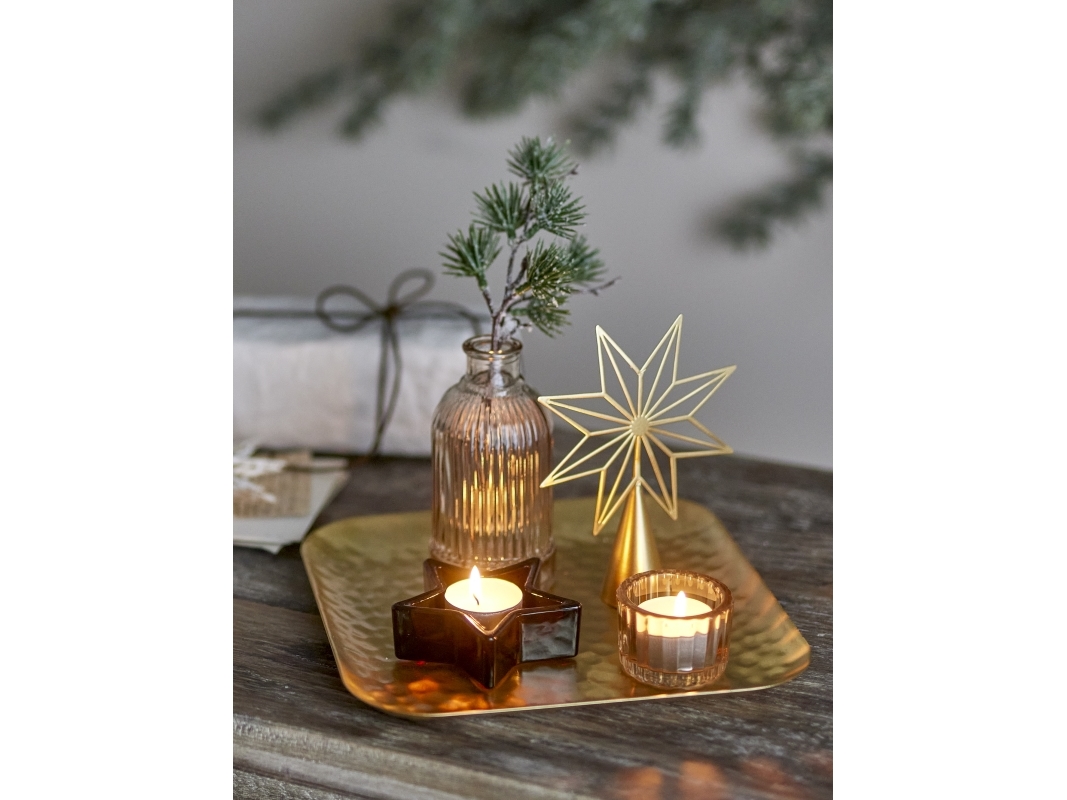 BLOOMINGVILLE Sanga-tarjotin kynttilänpidikkeellä, kulta, lasi