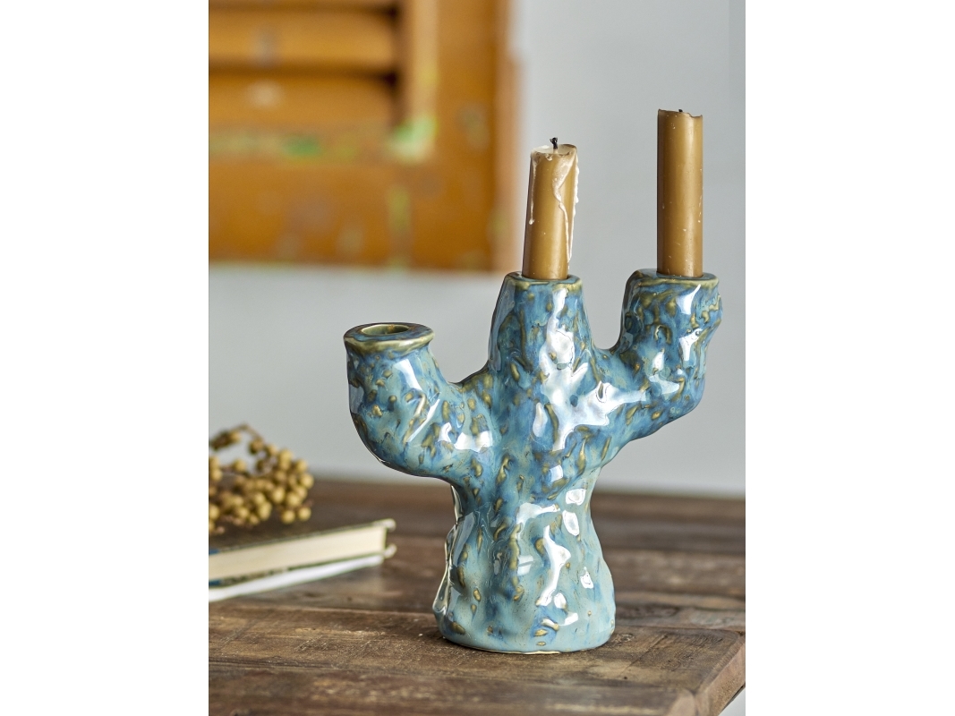 CREATIVE COLLECTION Tahoka ljusstake, blå, stengods