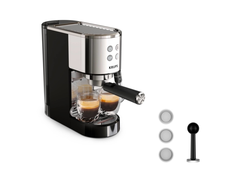 Krups Virtuoso Xp444c10, Espressomaschine, 1 L, Gemahlener Kaffee, 1350 W, Edelstahl