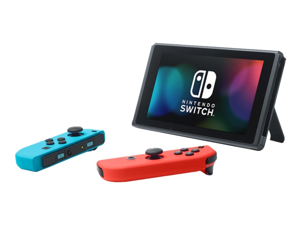 Nintendo Switch With Neon Blue And Neon Red Joy-Con - Spilkonsol - Full Hd - Sort, Neonrød, Neonblå - Mario Kart 8 Deluxe