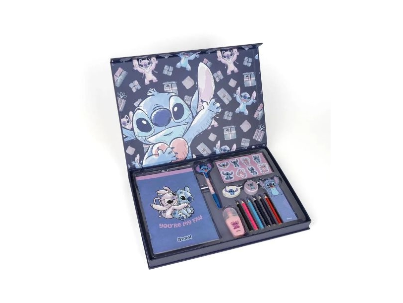 Stitch & Angel - Notesblok Malesæt Inkl. Klistermærker - Blå