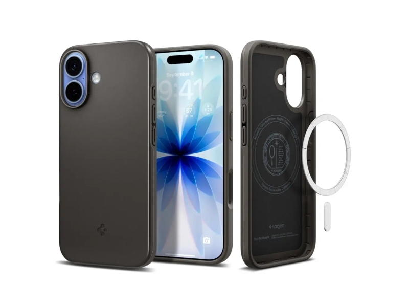 Spigen Thin Fit (MagFit), Cover, Apple, iPhone 17, 16 cm (6.3), Mørkegrå