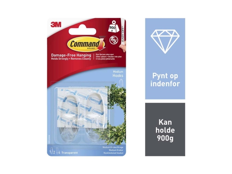 Command gennemsigtige mellemstore kroge med gennemsigtige st