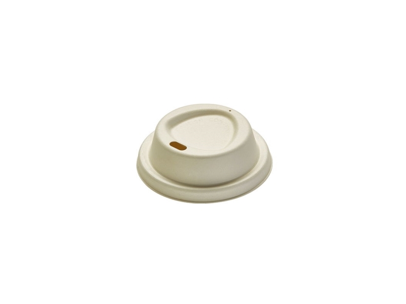 Drikkelåg Bagasse Ø80xH25mm Til Kaffebæger Natur,20 ps x 50 stk/krt