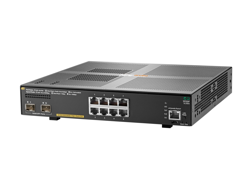 HPE Aruba 2930F 8G PoE+ 2SFP+ - Switch - L3 - Administreret - 8 x 10/100/1000 (PoE+) + 2 x 1 Gigabit / 10 Gigabit SFP+ (uplink) - monterbar på stativ - PoE+ (125 W) | Datortillbehör - Nätverk - Switchar | GameStuff