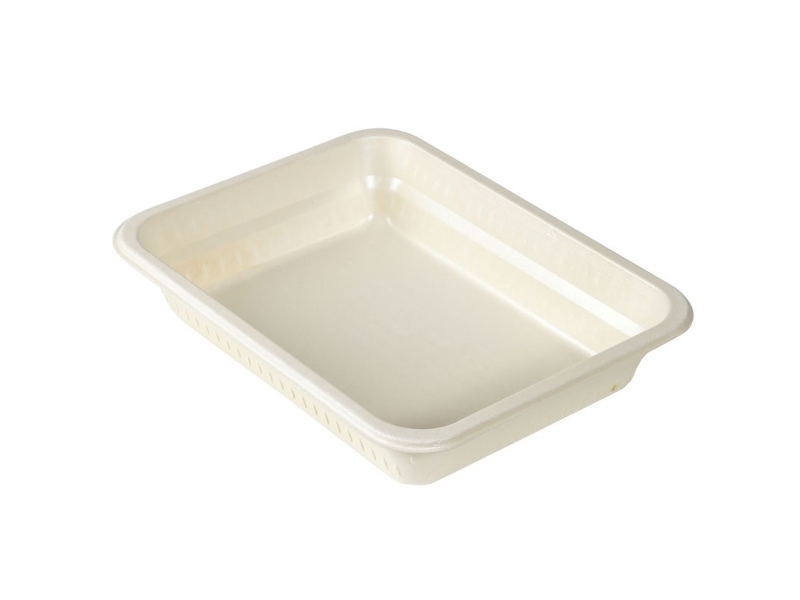 Bagasse-Tablett, Duni, 227X178x45 Mm Wood-Fibre/Bioplast Laminiert, Weiß Für Ofen & Mikrowelle, Karton À 180