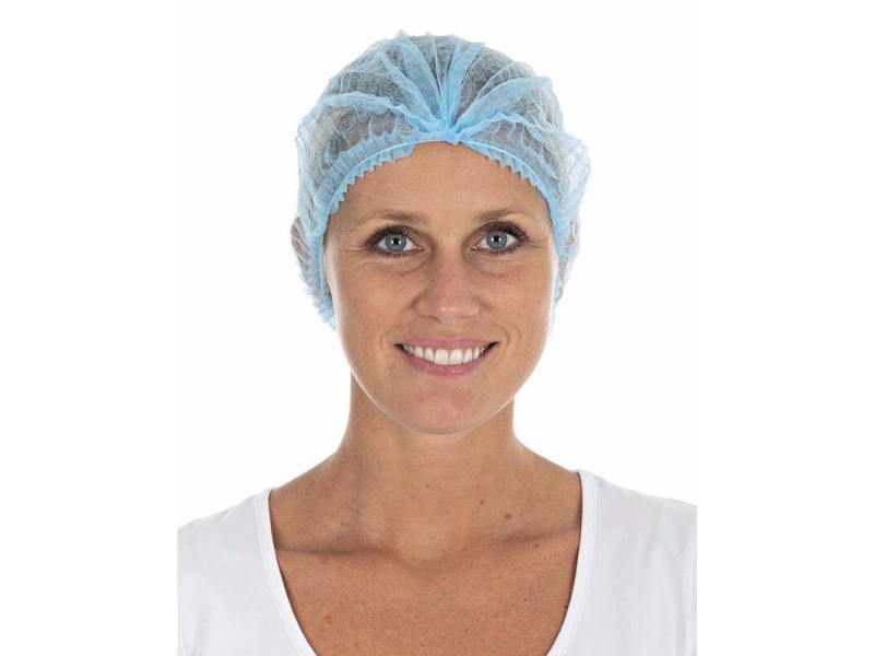 Engangs hårnet, Mop Cap on-size Non-woven, blå, pakke a 1000 stk