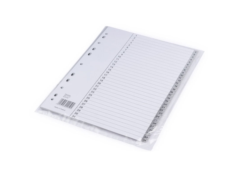 Register, Bantex, A4,210x297mm, grå sæt med 1 stk.