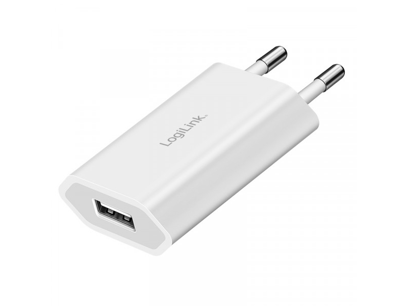 USB Wall Charger, 1port, 1x USB-AF, 5W, white